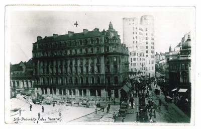 1282 - BUCURESTI, Victoriei street - old postcard, real PHOTO - used - 1935 foto