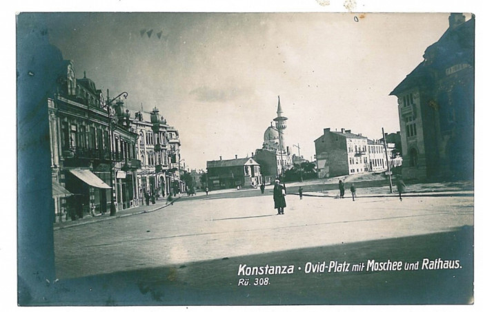 1434 - CONSTANTA, Market Ovidiu - old postcard, real PHOTO - used - 1918