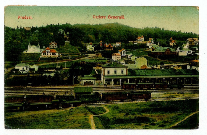 446 - PREDEAL, Brasov, Railway Station - old postcard - used - 1909