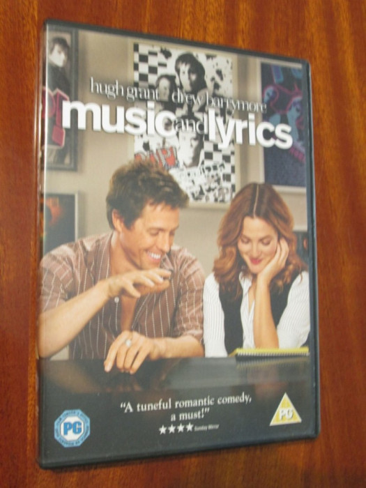 MUSIC AND LYRICS - film DVD - cu HUGH GRANT si DREW BARRYMORE (original din Anglia, in stare impecabila!!!)