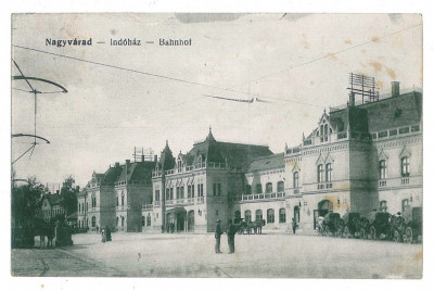 1459 - ORADEA, Railway Station - old postcard - used - 1919 foto