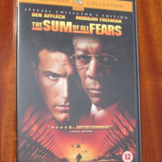 THE SUM OF ALL FEARS - film DVD - cu MORGAN FREEMAN si BEN AFFLECK (original din Anglia, in stare impecabila!!!)