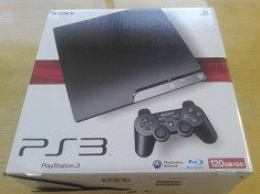 Vand consola playstation 3 / ps3 slim cu hard / hdd de 120gb, 2 joystick-uri , cutie, 9 jocuri instalate - GTA V, Hitman, Mortal Kombat... foto