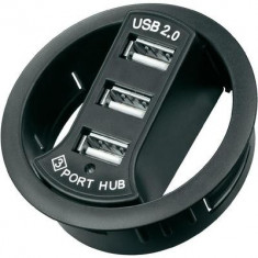 Hub incastrabil cu 3 porturi USB 2.0, 60 mm foto