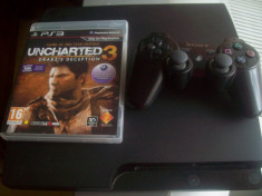 Consola ps3 slim hard 160 gb+joc uncharted 3 game of the year foto