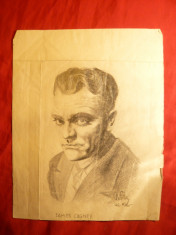 Portret in creion -Actorul American - James Cagney - semnat Albin 1950 , 13,1 x 17,3 cm foto