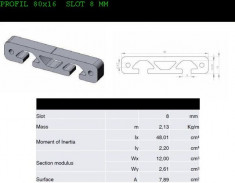 Profil 80x16 canal t pentru masa, CNC, 3d printer foto