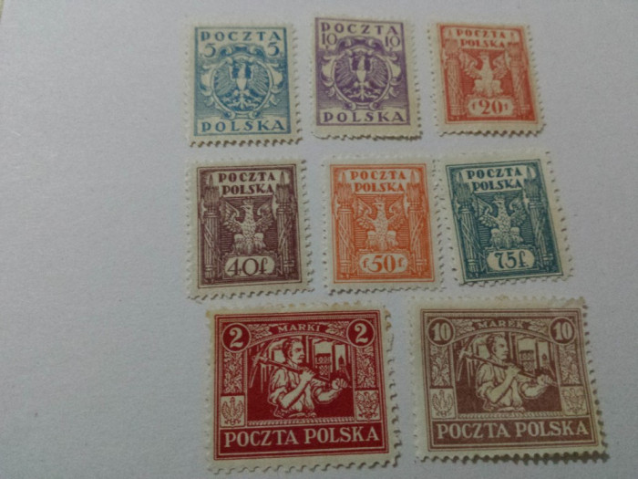 Polonia 8 valori MH 1922 cota 34 euro