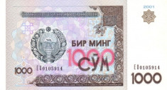 Uzbekistan 1000 Som 2001 P-82 UNC !!! foto