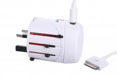 SKross Incarcator universal USB si cablu iPhone, intrare 2 poli, iesire 2-3 poli foto