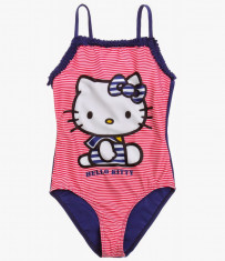 Costum de baie 4-10 ani - Hello Kitty - art 108290 dungi rosu, spate bleumarin foto