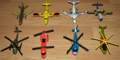 = Set 8 machete avioane si elicoptere militare die-cast = foto
