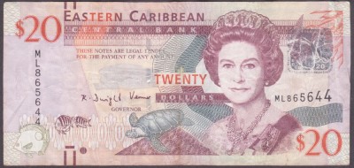 (2) BANCNOTA EASTERN CARIBBEAN - 20 DOLLARS foto