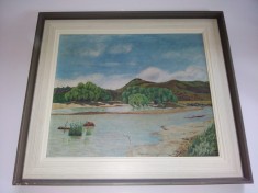 Tablou peisaj Africa de Sud, Jammerdrift - ulei pe panza, 37cm x 31cm, datat 1926, semnat R. G.