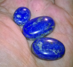 lot 3 bucati mari de lapis lazuli natural oval caboson cut ideal ptr colier sau set pandant inel si bratara de argint! foto