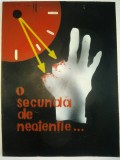 Cumpara ieftin Vechi afis realizat pe P.F.L. , cu elemente de ceasornicarie, protectia muncii