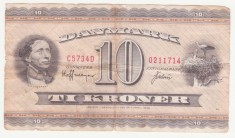 BANCNOTA DANEMARCA - 10 KRONER 1936 (7 APRILIE 1936) foto