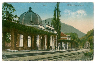 2036 - Baile HERCULANE, Railway Station - old postcard - used - 1926 foto