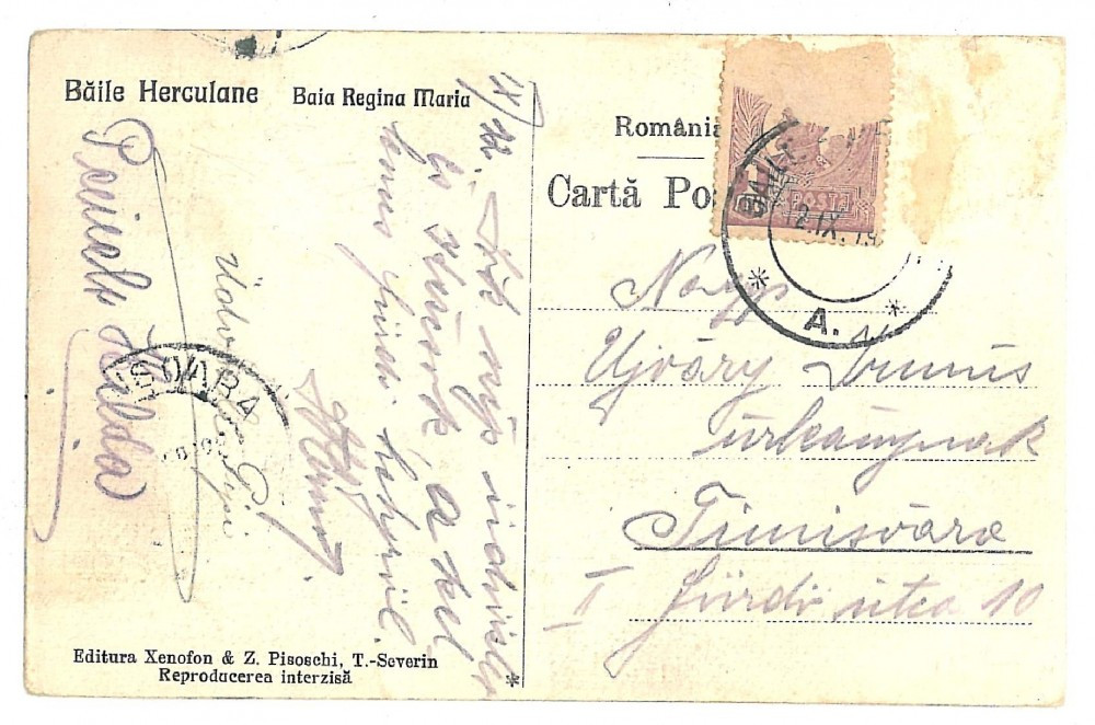 2177 - Baile HERCULANE, bridge Queen Mary - old postcard - used, Circulata,  Printata | Okazii.ro