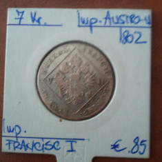 Moneda austro-ungara Francisc I 7 kreutzer 1802, 85 euro + taxele postale