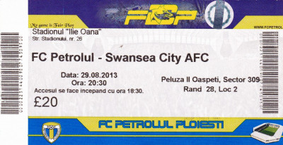 Bilet meci fotbal PETROLUL PLOIESTI - SWANSEA CITY AFC foto