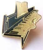 T2. INSIGNA TIP PIN MUZICA PIAN MAINI PE CLAVIATURA - dimensiune 30 x 25 mm **