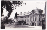 CP circulata 1959 Oradea palatul episcopal statuia Sf.Stefan Sz Istvan, Fotografie