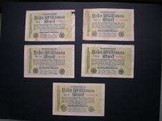 Lot 5. buc diferite Germania 10 000 000 mark 1923 august 22, VARIANTE foto