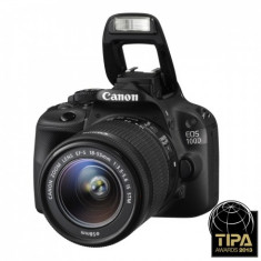 Camera Foto DSLR KIT Canon EOS 100D Digital SLR, Lentila 18-55mm EF-S IS STM Lens (Black), nou, in cutie foto