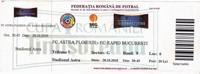 Bilet meci fotbal Astra Ploiesti - Rapid Bucuresti 28.10.2010 Cupa Romaniei foto