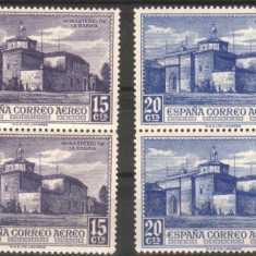 SPANIA, 1930, posta aeriana, 2 valori in bloc de 4, nestampilate, MNH