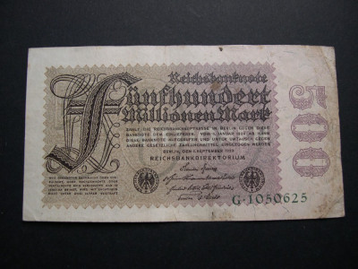 Germania 500 000 000 mark 1923 septembrie 1 Berlin (500 milioane). Varian foto