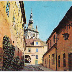 Carte postala circulata Sighisoara turnul cu ceas