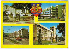 Carte postala multipla mozaic necirculata Valcea ,Muzeul,magazinul Cozia,Cartier Traian,Consiliul Popular foto