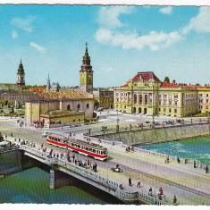 Carte postala circulata 1968 Oradea pod,tramvai animata