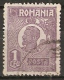 TIMBRE 106a2, ROMANIA, 1920, FERDINAND, 1 LEU, EROARE, CULOARE AGLOMERATA DR., Stampilat