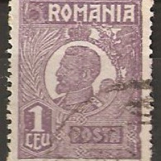 TIMBRE 106a2, ROMANIA, 1920, FERDINAND, 1 LEU, EROARE, CULOARE AGLOMERATA DR.