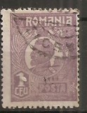 TIMBRE 106v, ROMANIA, 1920, FERDINAND BUST MIC, 1 LEU, EROARE, CULOARE AGLOMERATA PE LATURA DREAPTA, CURIOZITATE SPECTACULOASA, ERORI, ATIPICE, ECV.