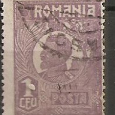TIMBRE 106v, ROMANIA, 1920, FERDINAND BUST MIC, 1 LEU, EROARE, CULOARE AGLOMERATA PE LATURA DREAPTA, CURIOZITATE SPECTACULOASA, ERORI, ATIPICE, ECV.