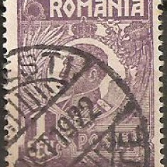 TIMBRE 106a7, ROMANIA, 1920, FERDINAND BUST MIC, 1 LEU, EROARE, CULOARE AGLOMERATA PE LATURA DE JOS, CURIOZITATE SPECTACULOASA, ERORI, ATIPICE, ECV.