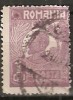 TIMBRE 106b2, ROMANIA, 1920, FERDINAND BUST MIC, 1 LEU, EROARE, CULOARE AGLOMERATA PE LATURA DE JOS, CURIOZITATE SPECTACULOASA, ERORI, ATIPICE, ECV.