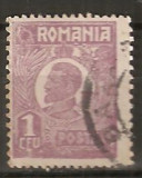 TIMBRE 106a4, ROMANIA, 1920, FERDINAND BUST MIC, 1 LEU, EROARE, CULOARE AGLOMERATA PE LATURA DE JOS, CURIOZITATE SPECTACULOASA, ERORI, ATIPICE, ECV.
