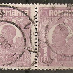 TIMBRE 106k, ROMANIA, 1920, FERDINAND BUST MIC, 1 LEU, EROARE, CLISEU INLOCUIT, PERECHE, CURIOZITATE SPECTACULOASA, ERORI, CURIOZITATI, ECV, ATIPICE