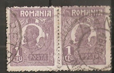 TIMBRE 106l, ROMANIA, 1920, FERDINAND BUST MIC, 1 LEU, EROARE, CLISEU INLOCUIT, PERECHE, CURIOZITATE SPECTACULOASA, ERORI, CURIOZITATI, ECV, ATIPICE foto