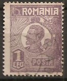 TIMBRE 106u, ROMANIA, 1920, FERDINAND BUST MIC, 1 LEU, EROARE, CULOARE AGLOMERATA PE LATURA DREAPTA, CURIOZITATE SPECTACULOASA, ERORI, ATIPICE, ECV.