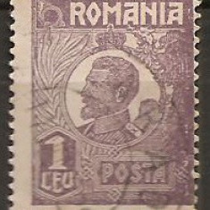 TIMBRE 106u, ROMANIA, 1920, FERDINAND BUST MIC, 1 LEU, EROARE, CULOARE AGLOMERATA PE LATURA DREAPTA, CURIOZITATE SPECTACULOASA, ERORI, ATIPICE, ECV.