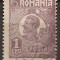 TIMBRE 106u, ROMANIA, 1920, FERDINAND BUST MIC, 1 LEU, EROARE, CULOARE AGLOMERATA PE LATURA DREAPTA, CURIOZITATE SPECTACULOASA, ERORI, ATIPICE, ECV.