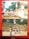 2 Ilustrate cu Ceremonia Flacarii Olimpice la Olimpia - Grecia