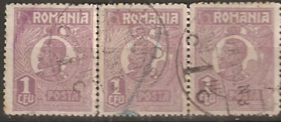 TIMBRE 106i, ROMANIA, 1920, FERDINAND BUST MIC, 1 LEU, EROARE, CLISEU INLOCUIT, TRIPTIC, CURIOZITATE SPECTACULOASA, ERORI, CURIOZITATI, ECV, ATIPICE foto