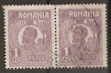 TIMBRE 106m, ROMANIA, 1920, FERDINAND BUST MIC, 1 LEU, EROARE, CLISEU INLOCUIT foto